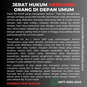 JERAT HUKUM MENGHINA ORANG DI DEPAN UMUM