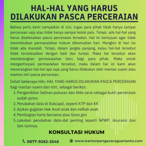 HAL-HAL YANG HARUS DILAKUKAN PASCA PERCERAIAN