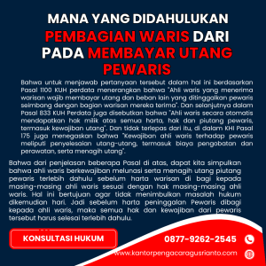 MANA YANG DIDAHULUKAN PEMBAGIAN WARIS DARI PADA MEMBAYAR UTANG PEWARIS