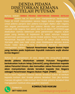 DENDA PIDANA DISETORKAN KEMANA SETELAH PUTUSAN