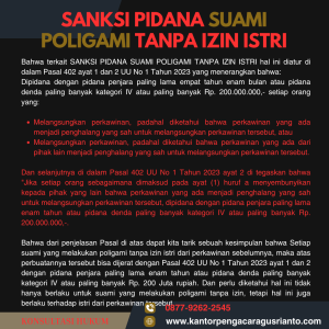 SANKSI PIDANA SUAMI POLIGAMI TANPA IZIN ISTRI