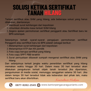 SOLUSI KETIKA SERTIFIKAT TANAH HILANG