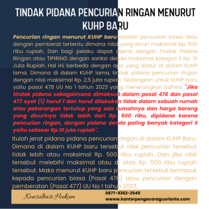 TINDAK PIDANA PENCURIAN RINGAN MENURUT KUHP BARU