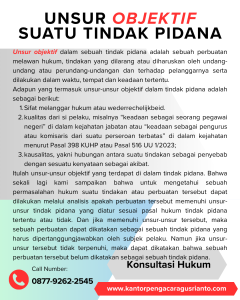 UNSUR OBJEKTIF SUATU TINDAK PIDANA