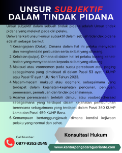UNSUR SUBJEKTIF DALAM TINDAK PIDANA