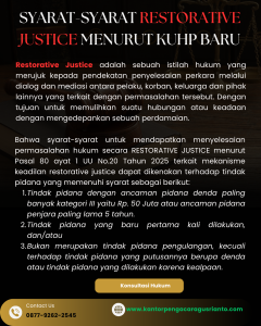 SYARAT-SYARAT RESTORATIVE JUSTICE MENURUT KUHP BARU