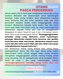 TANGGUNGJAWAB UTANG SUAMI ISTRI PASCA PERCERAIAN