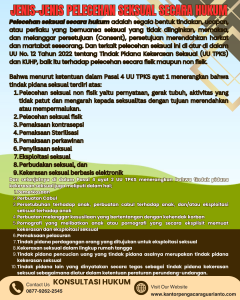 JENIS-JENIS PELECEHAN SEKSUAL SECARA HUKUM