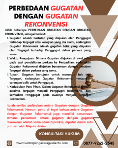 PERBEDAAN GUGATAN DENGAN GUGATAN REKONVENSI