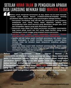 SETELAH IKRAR TALAK DI PENGADILAN APAKAH BISA LANGSUNG MENIKAH BAGI MANTAN SUAMI