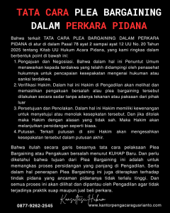 TATA CARA PLEA BARGAINING DALAM PERKARA PIDANA