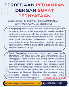 PERBEDAAN PERJANJIAN DENGAN SURAT PERNYATAAN