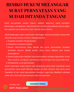 RESIKO HUKUM MELANGGAR SURAT PERNYATAAN YANG SUDAH DITANDA TANGANI