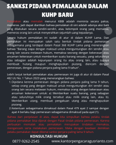 SANKSI PIDANA PEMALAKAN DALAM KUHP BARU