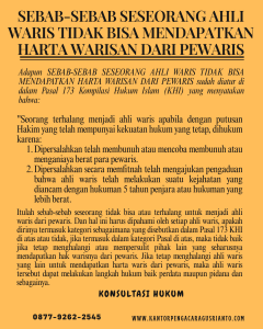 SEBAB-SEBAB SESEORANG AHLI WARIS TIDAK BISA MENDAPATKAN HARTA WARISAN DARI PEWARIS