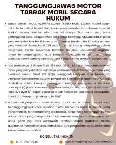 TANGGUNGJAWAB MOTOR TABRAK MOBIL SECARA HUKUM