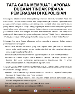 TATA CARA MEMBUAT LAPORAN DUGAAN TINDAK PIDANA PEMERASAN DI KEPOLISIAN