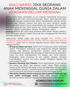 AHLI WARIS JIKA SEORANG ANAK MENINGGAL DUNIA DALAM KEADAAN BELUM MENIKAH