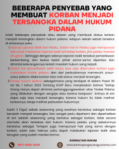 BEBERAPA PENYEBAB YANG MEMBUAT KORBAN MENJADI TERSANGKA DALAM HUKUM PIDANA