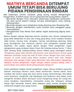 NIATNYA BERCANDA DITEMPAT UMUM TETAPI BISA BERUJUNG PIDANA PENGHINAAN RINGAN