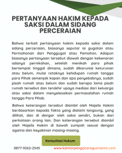 PERTANYAAN HAKIM KEPADA SAKSI DALAM SIDANG PERCERAIAN