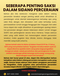 SEBERAPA PENTING SAKSI DALAM SIDANG PERCERAIAN