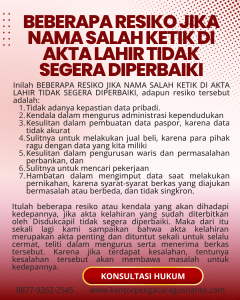 BEBERAPA RESIKO JIKA NAMA SALAH KETIK DI AKTA LAHIR TIDAK SEGERA DIPERBAIKI