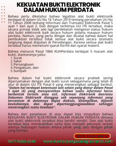KEKUATAN BUKTI ELEKTRONIK DALAM HUKUM PERDATA
