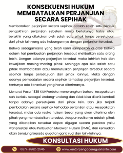 KONSEKUENSI HUKUM MEMBATALKAN PERJANJIAN SECARA SEPIHAK