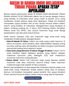 MASIH DI BAWAH UMUR MELAKUKAN TINDAK PIDANA APAKAH TETAP DIPENJARA