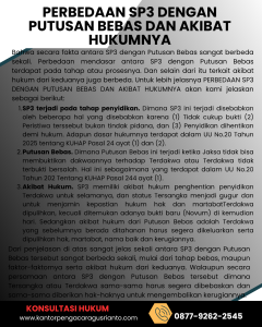 PERBEDAAN SP3 DENGAN PUTUSAN BEBAS DAN AKIBAT HUKUMNYA