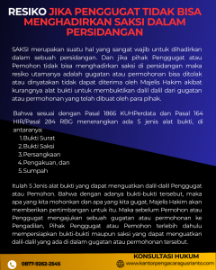RESIKO JIKA PENGGUGAT TIDAK BISA MENGHADIRKAN SAKSI DALAM PERSIDANGAN