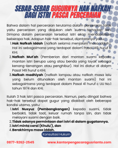 SEBAB-SEBAB GUGURNYA HAK NAFKAH BAGI ISTRI PASCA PERCERAIAN