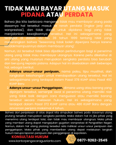 TIDAK MAU BAYAR UTANG MASUK PIDANA ATAU PERDATA