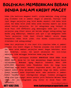 BOLEHKAH MEMBERIKAN BEBAN DENDA DALAM KREDIT MACET
