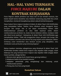 HAL-HAL YANG TERMASUK FORCE MAJEURE DALAM KONTRAK KERJASAMA