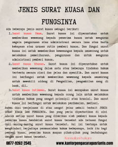 JENIS SURAT KUASA DAN FUNGSINYA