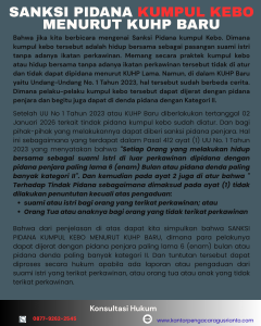 SANKSI PIDANA KUMPUL KEBO MENURUT KUHP BARU