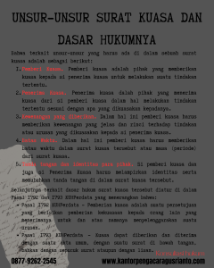 UNSUR-UNSUR SURAT KUASA DAN DASAR HUKUMNYA