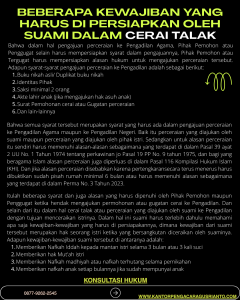BEBERAPA KEWAJIBAN YANG HARUS DI PERSIAPKAN OLEH SUAMI DALAM CERAI TALAK
