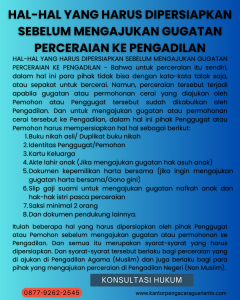 HAL-HAL YANG HARUS DIPERSIAPKAN SEBELUM MENGAJUKAN GUGATAN PERCERAIAN KE PENGADILAN