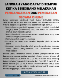 LANGKAH YANG DAPAT DITEMPUH KETIKA SESEORANG MELAKUKAN PENGANCAMAN DAN PEMERASAN SECARA ONLINE