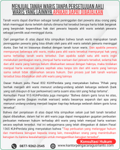 MENJUAL TANAH WARIS TANPA PERSETUJUAN AHLI WARIS YANG LAINNYA APAKAH DAPAT DIBATALKAN