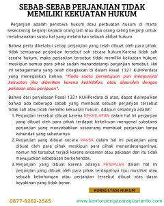 SEBAB-SEBAB PERJANJIAN TIDAK MEMILIKI KEKUATAN HUKUM