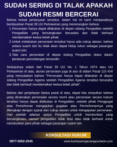 SUDAH SERING DI TALAK APAKAH SUDAH RESMI BERCERAI