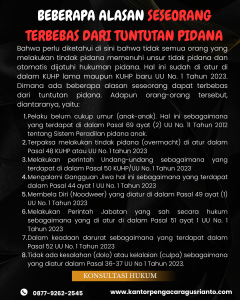BEBERAPA ALASAN SESEORANG TERBEBAS DARI TUNTUTAN PIDANA